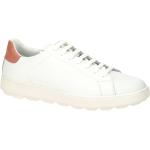 Weiße Geox Spherica Runde Low Sneaker in Normalweite aus Glattleder atmungsaktiv für Damen 