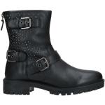 Reduzierte Schwarze Unifarbene Geox Runde Blockabsatz Stiefeletten & Boots mit Nieten mit Nieten mit Reißverschluss aus Leder für Damen Größe 36 