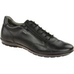 Schwarze Elegante Geox Symbol Runde Low Sneaker mit Reißverschluss in Normalweite aus Glattleder wasserdicht für Herren Größe 39,5 