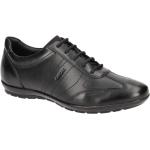 Schwarze Elegante Geox Symbol Runde Low Sneaker mit Schnürsenkel in Normalweite aus Glattleder wasserdicht für Herren Größe 39,5 