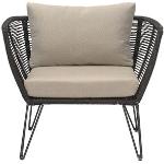 Reduzierte Beige Moderne Bloomingville Polyrattan Sessel lackiert aus Textil gepolstert Höhe 50-100cm, Tiefe 100-150cm 