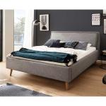 Graue Homedreams Rechteckige Betten mit Bettkasten aus Massivholz mit Stauraum 160x200 