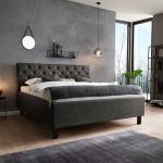 Anthrazitfarbene Moderne Homedreams Rechteckige Polsterbetten mit Bettkasten aus Massivholz mit Stauraum 160x200 