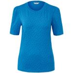 Reduzierte Himmelblaue Gepunktete Halblangärmelige TCHIBO Rundhals-Ausschnitt T-Shirts aus Baumwolle für Damen Größe S 