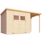 Moderne STEINER Design-Gartenhäuser 14mm aus Holz mit Pultdach Elementbauweise 