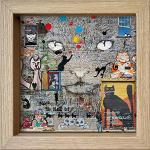 Gerahmte Postkarte - MAÏLO/M-L VAREILLES - ''Impressions urbaines: les chats'' - 16 x 16 cm - Rahmen in 4 verschiedenen Farben erhältlich (Holz - Natur)