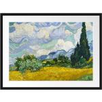 Gerahmter Fotodruck Wheat Field with Cypresses von Vincent Van Gogh