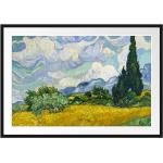 Gerahmter Fotodruck Wheat Field with Cypresses von Vincent Van Gogh