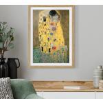 Reduzierte Schwarze Jugendstil Gustav Klimt Kunstdrucke matt aus Papier mit Rahmen 