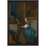 Gerahmter Kunstdruck Leinwandbild Eine junge Frau, am Virginal sitzend von Johannes Vermeer