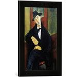 Gerahmtes Bild von Amedeo Modigliani Mario, Kunstdruck im hochwertigen handgefertigten Bilder-Rahmen, 30x40 cm, Schwarz matt