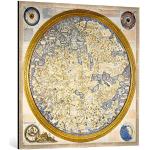 Gerahmtes Bild von Andrea Bianco Weltkarte des Fra Mauro, Kunstdruck im hochwertigen handgefertigten Bilder-Rahmen, 100x100 cm, Silber Raya