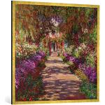 Gerahmtes Bild von Claude Monet A Pathway in Monet's Garden, Giverny, 1902", Kunstdruck im hochwertigen handgefertigten Bilder-Rahmen, 100x100 cm, Gold Raya