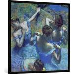 Gerahmtes Bild von Edgar Degas Blue Dancers, c.1899, Kunstdruck im hochwertigen handgefertigten Bilder-Rahmen, 100x100 cm, Schwarz matt
