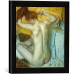 Gerahmtes Bild von Edgar Degas Frau bei ihrer Toil
