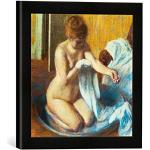 Gerahmtes Bild von Edgar Degas Sich waschende Frau