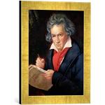 Gerahmtes Bild von Joseph Karl Stieler Ludwig Van Beethoven (1770-1827) Composing his 'Missa Solemnis', 1819", Kunstdruck im hochwertigen handgefertigten Bilder-Rahmen, 30x40 cm, Gold Raya