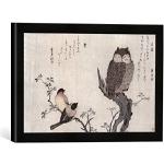 Gerahmtes Bild von Kitagawa Utamaro "An Owl and tw