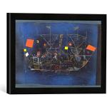 Gerahmtes Bild von Paul Klee Das Abenteuerschiff, Kunstdruck im hochwertigen handgefertigten Bilder-Rahmen, 40x30 cm, Schwarz matt