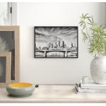 Reduzierte Schwarze Bilder & Wandbilder mit Skyline-Motiv mit Rahmen 