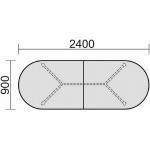 Geramöbel 714006 Konferenztisch Rundfuß, Ovalform mit geteilter Platte, feste Höhe, 2400x900x720, Lichtgrau/Silber