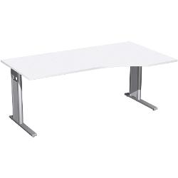 Geramöbel Schreibtisch 648305 C-Fuß PRO PC rechts feste Höhe (BxTxH) 180x100x72 Weiß/Silber