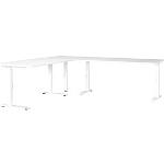 GERMANIA Mailand höhenverstellbarer Schreibtisch weiß L-Form, C-Fuß-Gestell weiß 260,0 x 200,0 cm