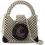 Reduzierte Graue Damenschultertaschen & Damenshoulderbags mit Perlen mit Innentaschen mini 