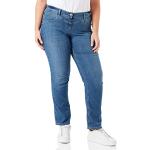 Gerry Weber Damen Jeans Best4me Relaxed Kurzgröße Organic Cotton Buffies, unifarben, Used-Effekte Kurzgröße Blue Denim mit use 34S