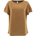 Reduzierte Schokoladenbraune Kurzärmelige Gerry Weber Rundhals-Ausschnitt T-Shirts für Damen Petite für den für den Sommer 