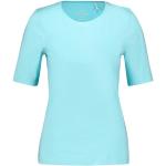 Gerry Weber Damen Nachhaltiges T-Shirt mit satiniertem Ausschnitt Kurzarm unifarben Aqua Splash 36