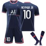 21-22 neues Pariser Heimtrikot Nr. 30 Lionel Messi Nr. 7 Mbappe Nr. 10 Neymar Fußballtrikotset mit Socken (Nr. 10 mit Socken) l