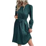 Grüne Vintage Langärmelige Chiffon-Abendkleider aus Jersey für Damen Größe S für Hochzeitsgäste 