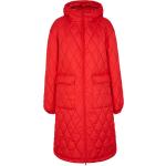 Rote Gesteppte Damensteppmäntel & Damenpuffercoats mit Reißverschluss mit Kapuze Größe XXL für den für den Herbst 