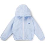 Hellblaue Gestreifte Wasserdichte HUGO BOSS BOSS Kinderkapuzenjacken mit Reißverschluss aus Polyester für Jungen 