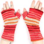 Cremefarbene Boho Fingerlose Handschuhe & Halbfinger-Handschuhe aus Fleece für Damen für den für den Winter 