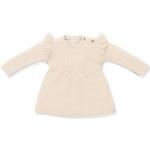 Sandfarbene Langärmelige Little Dutch Bio Kinderstrickkleider mit Rüschen mit Knopf aus Baumwolle für Babys Größe 74 