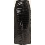 Reduzierte Schwarze Lack-Optik Gestuz Maxi Lederröcke mit Reißverschluss aus Leder für Damen Größe S 