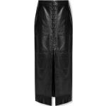 Schwarze Gestuz Maxi Lederröcke mit Reißverschluss aus Lammleder für Damen Größe S 