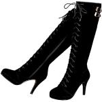 Schwarze High-Heel Stiefel mit Reißverschluss aus Veloursleder für Damen Größe 41 mit Absatzhöhe 7cm bis 9cm 