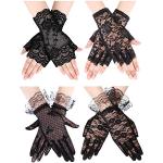 Schwarze Elegante Fingerlose Handschuhe & Halbfinger-Handschuhe aus Spitze für Damen Einheitsgröße für die Braut für den für den Sommer 
