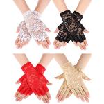 Nudefarbene Fingerlose Handschuhe & Halbfinger-Handschuhe aus Spitze für Damen Einheitsgröße für die Braut 