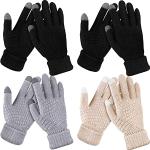 Reduzierte Aprikose Touchscreen-Handschuhe aus Fleece für Damen Größe M für den für den Winter 