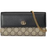 Beige Gucci Marmont Damenbrieftaschen mit Reißverschluss aus Glattleder 