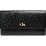 Schwarze Gucci Marmont Damenbrieftaschen mit Ländermotiv mit Reißverschluss aus Leder Klein 