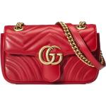 Rote Gucci Marmont Lederhandtaschen mit Kettenhenkel für Damen Klein 