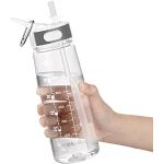 GHONLZIN Wasserflasche 800ML Sports Bottle BPA-freier Trinkflasche mit Strohhalm & Zeitmarkierungs-Tracker, Spülmaschinenfest Water Bottle für Fahrrad, Gym, Yoga, Outdoor, Camping