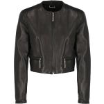 Reduzierte Schwarze Unifarbene Ferré Maxi Kurze Lederjacken mit Reißverschluss aus Leder für Damen Größe S für den für den Herbst 