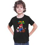 Schwarze Super Mario Bowser Kinder T-Shirts Größe 152 