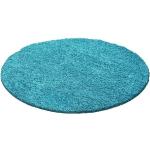 Blaue Unifarbene Moderne Runde Runde Hochflorteppiche 160 cm aus Polypropylen schmutzabweisend 
